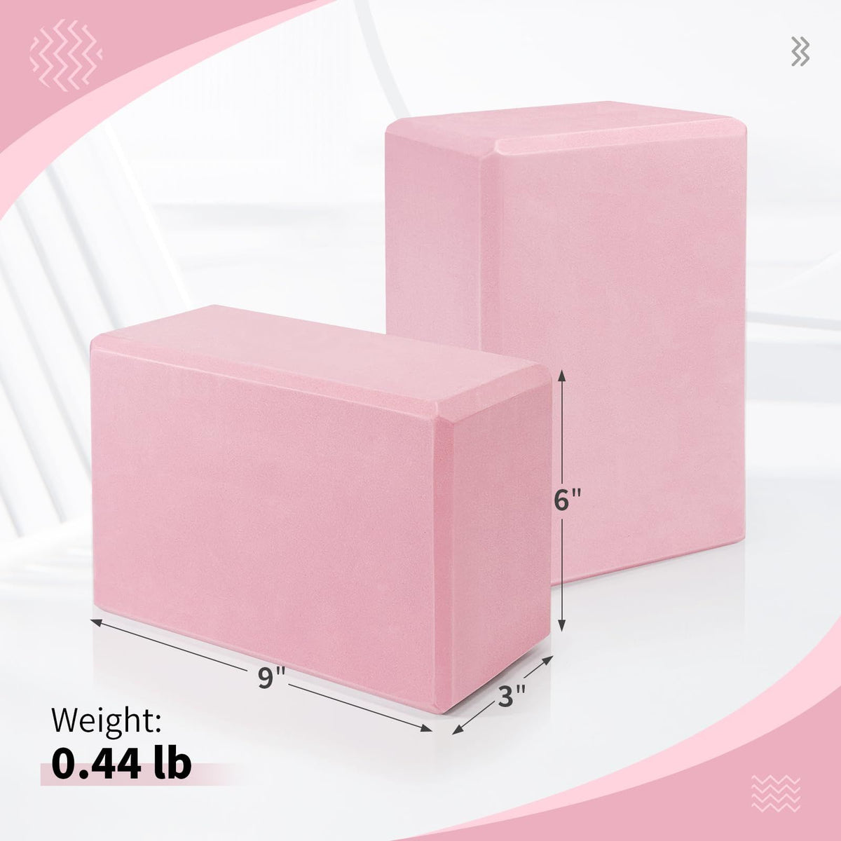 Yoga Block, 2 Pack High-Density Non-Slip EVA Foam Exercise Brick
9"x6"x3" Supportive & Lightweight Props for Yoga, Pilates, Meditation, and Stretching, Exercise Equipment for Home(pink)