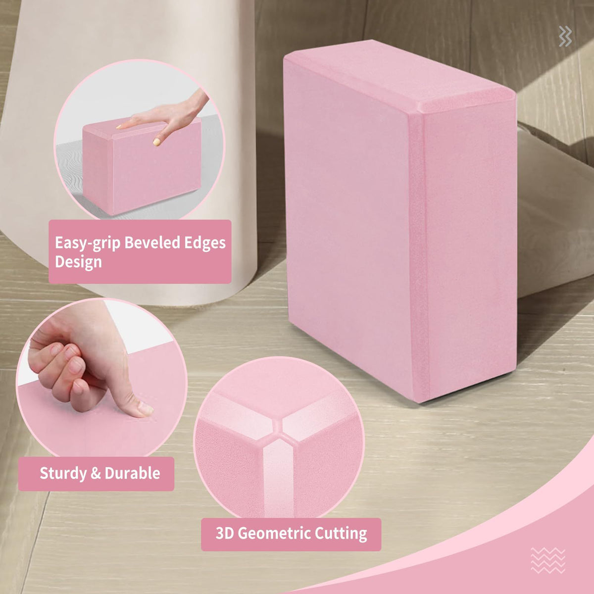 Yoga Block, 2 Pack High-Density Non-Slip EVA Foam Exercise Brick
9"x6"x3" Supportive & Lightweight Props for Yoga, Pilates, Meditation, and Stretching, Exercise Equipment for Home(pink)