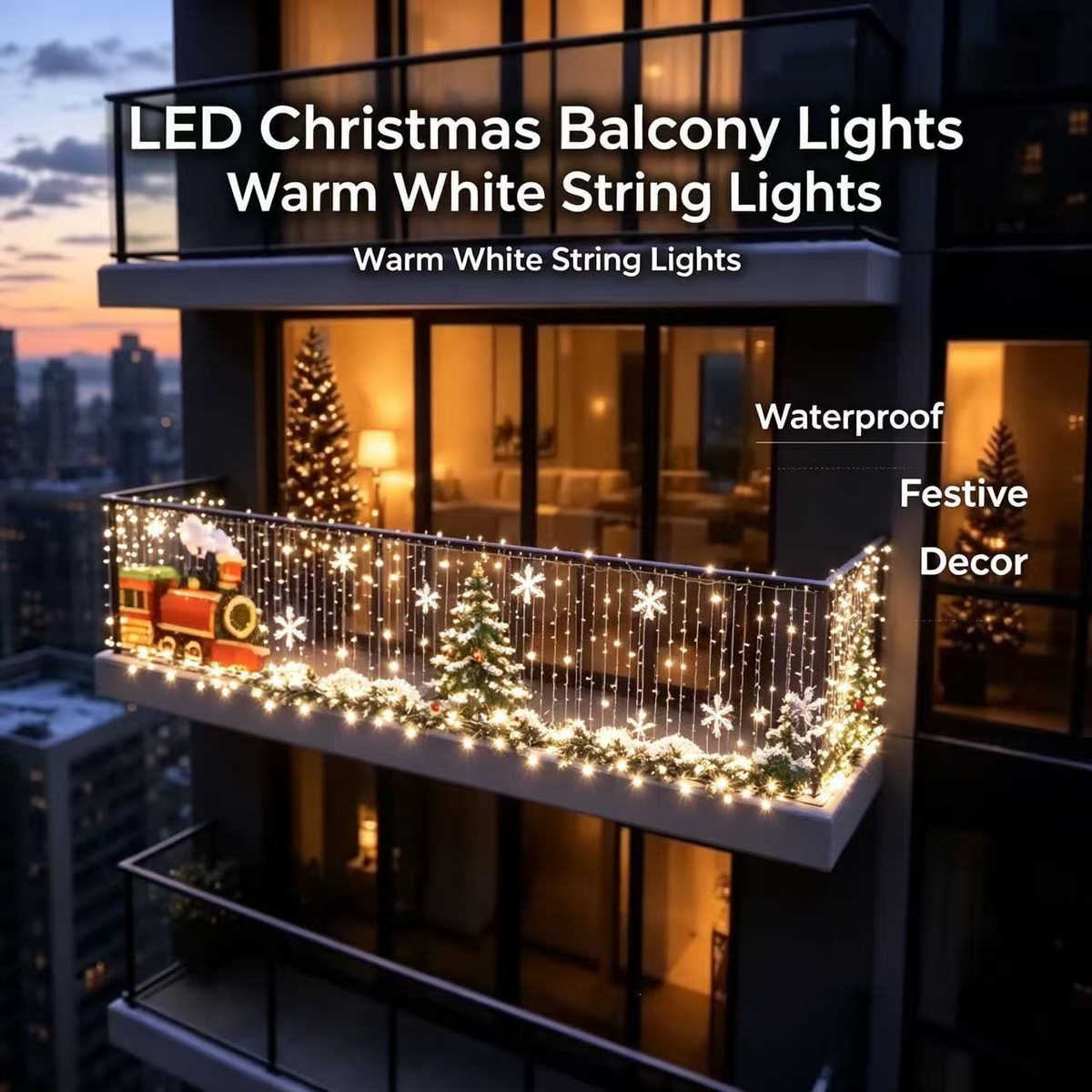 1M*1M Smart LED Curtain Lights – App & Remote Control, Music Sync, 400 LEDs, Festive Patterns & Timer, USB Waterproof Fairy Lights for Balcony, Party & Christmas Decor(Rainbow)