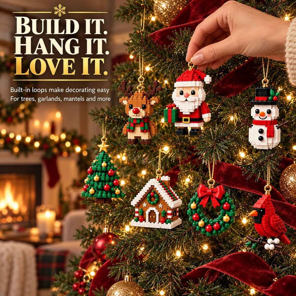 24-Day Mini Christmas Brick Advent Calendar 2026, DIY Xmas Tree Ornament
24 Unique Buildable Designs with Hanging Loops, DIY Building Set for Christmas Trees, Garlands, Mantels and Festive Displays(Green)