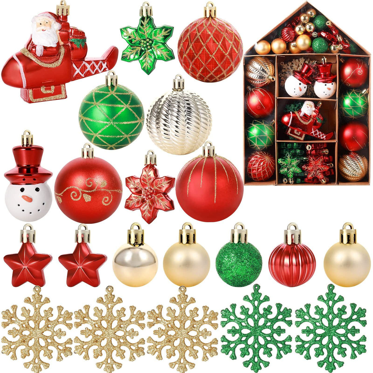 70-Pack Shatterproof Christmas Ornament Set for Tree, Holiday Party Decor, 70Pcs (Beige)