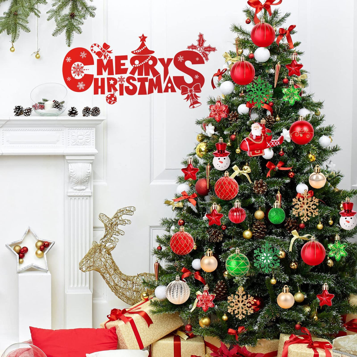 70-Pack Shatterproof Christmas Ornament Set for Tree, Holiday Party Decor, 70Pcs (Pink)