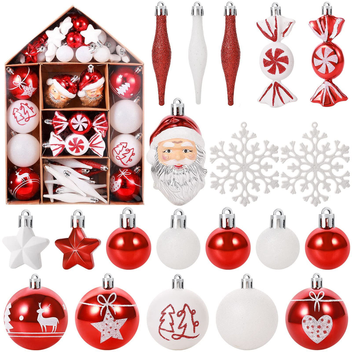 70-Pack Shatterproof Christmas Ornament Set for Tree, Holiday Party Decor, 70Pcs (Pink)