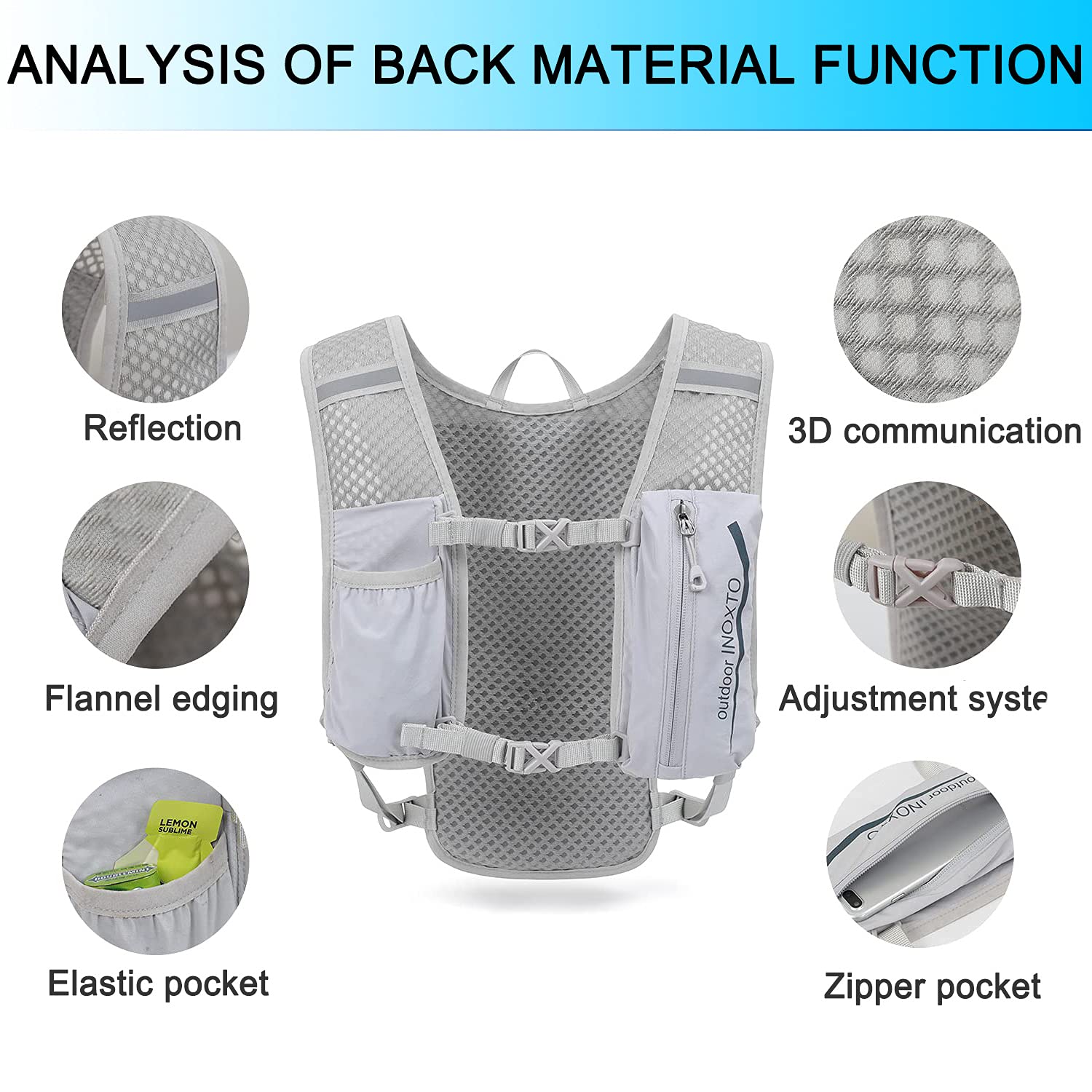 Ultra-Light Hydration Running Vest Backpack – 1.5L Water Capacity, Breathable Mesh Design for Cycling, Hiking & Marathon (Grey) | Other Colors Available in Store