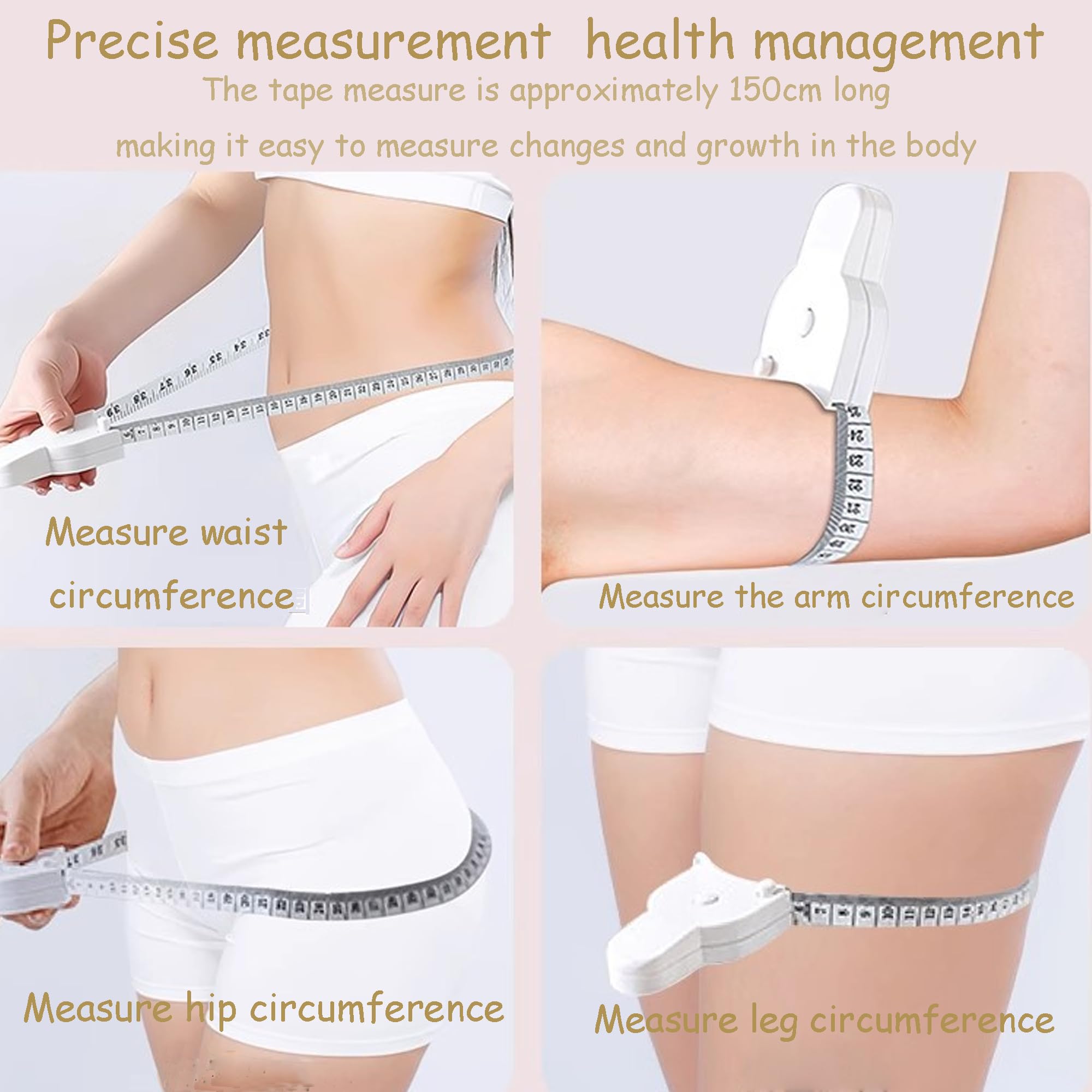 Soft Retractable Body Tape Measure for Fitness, Tailoring & Home Use – 60-Inch Dual-Scale Measuring Tape with Lock, 3-Pack of Identical Units (White)