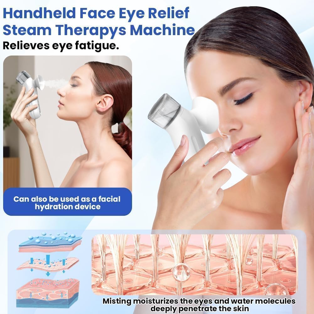 Portable Eye Mist Sprayer with Warm Steam & Nano Spray – Compact Facial Hydration Device for Daily Eye & Skin Care (White)