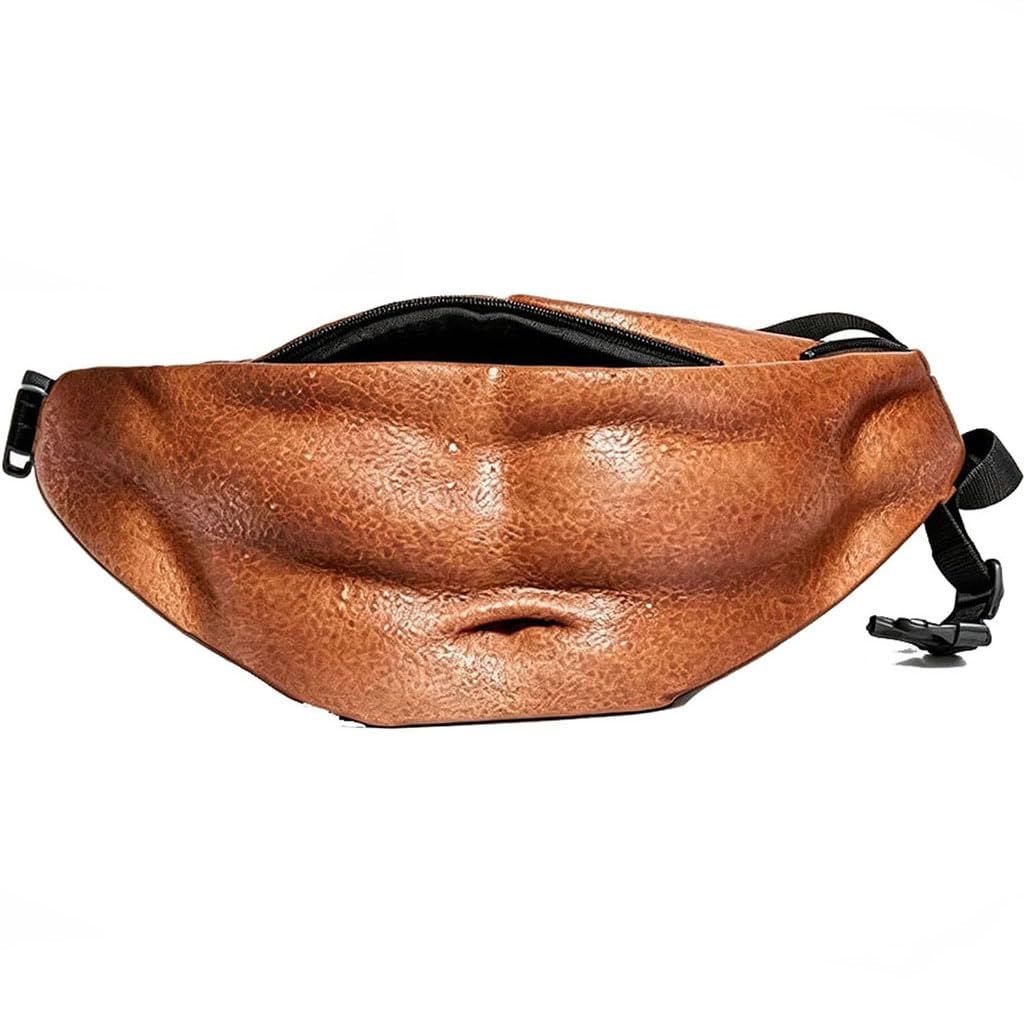Beer Belly Fanny Pack, Hairy Belly Fanny Pack, Dad Bod Belly Fanny Packs Multiple Styles, Zippered Pocket, Unisex Design, Realistic Fake Belly Waist Bag for Parties & Everyday Essentials, Muscle Abs Version