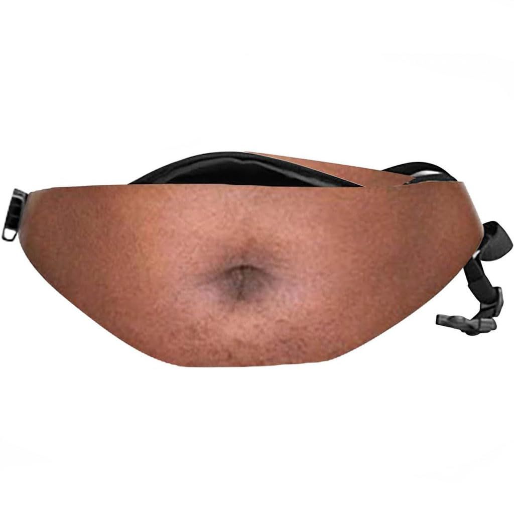 Beer Belly Fanny Pack, Hairy Belly Fanny Pack, Dad Bod Belly Fanny Packs Multiple Styles, Zippered Pocket, Unisex Design, Realistic Fake Belly Waist Bag for Parties & Everyday Essentials, Muscle Abs Version