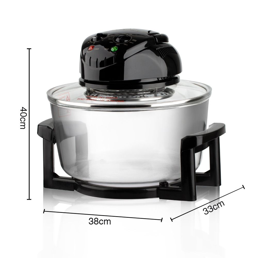 12L 8-in-1 Electric Air Fryer with 360° Panoramic Glass Bowl, 1200W Low-Fat Multi-Purpose Cooker for Roast Chicken, Pizza, and Family Meals.(black)