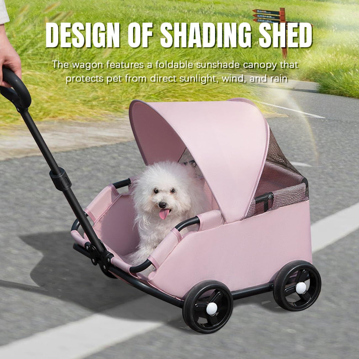 4-Wheel Dog Stroller with Sunshade Cover Collapsible Mesh Canopy Portable Pet Carrier for Outdoor Travel Shopping Walking Suitable for Small Dogs and Cats(Gray)