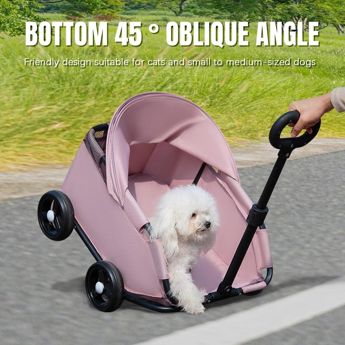 4-Wheel Dog Stroller with Sunshade Cover Collapsible Mesh Canopy Portable Pet Carrier for Outdoor Travel Shopping Walking Suitable for Small Dogs and Cats(Gray)
