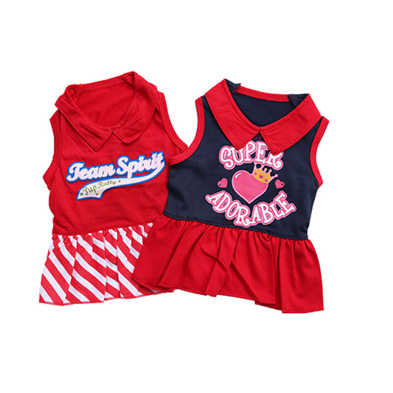 Pet products 2-Piece Dog Summer Dress Set - Team Spirit & SUPER ADORABLE Designs, Red White Stripes & Navy Blue, Peter Pan Collar, Cute Fit for Dogs（M）