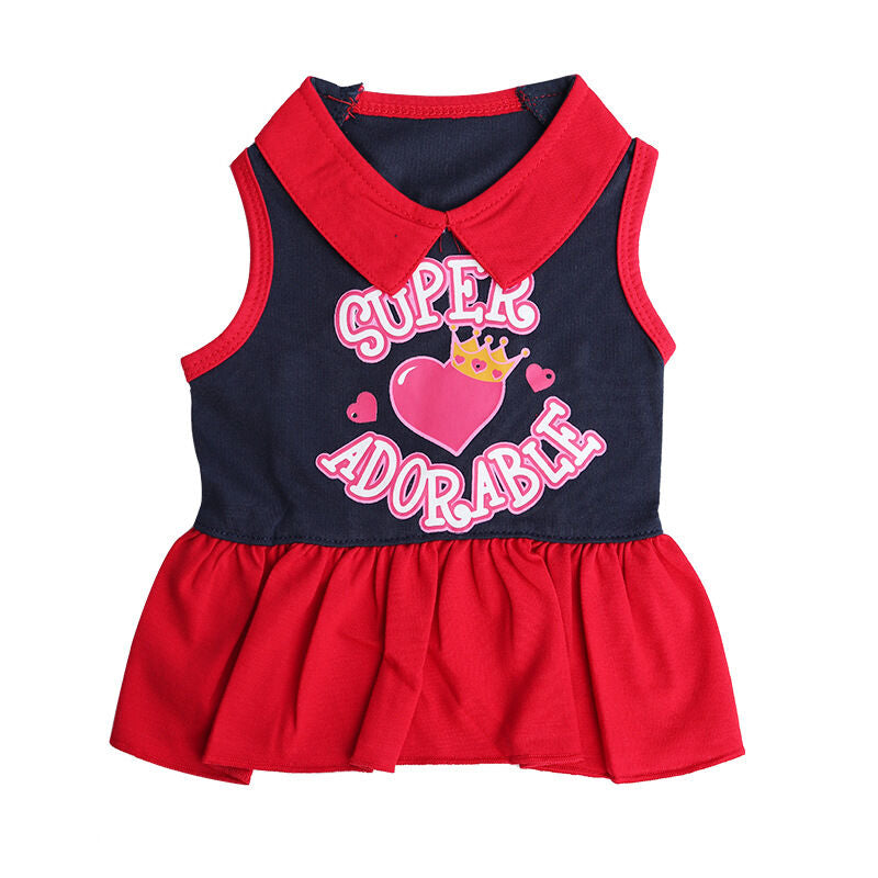 Pet products 2-Piece Dog Summer Dress Set - Team Spirit & SUPER ADORABLE Designs, Red White Stripes & Navy Blue, Peter Pan Collar, Cute Fit for Dogs（S）