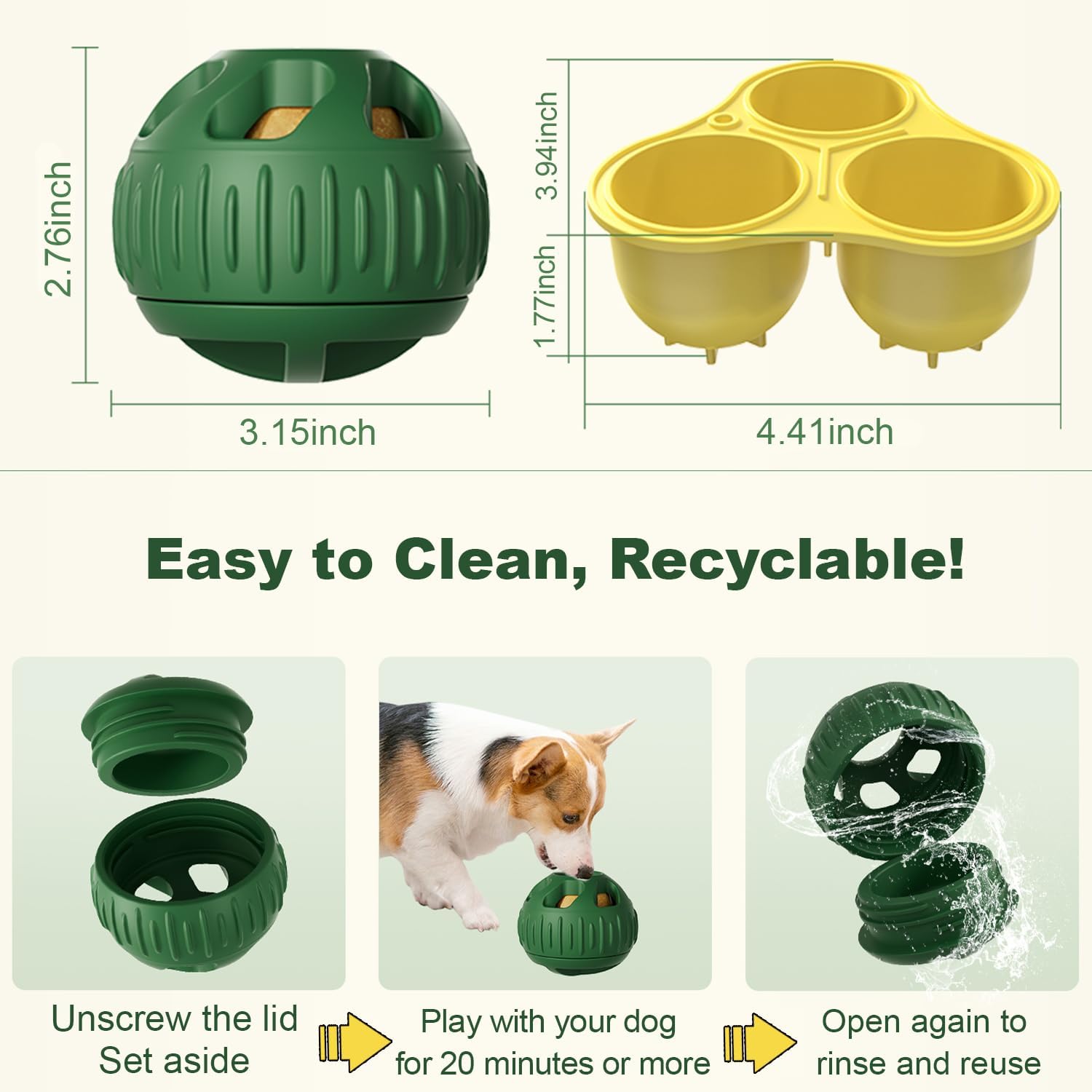 Interactive Dog Toys, Treat Dispensing Dog Toy, Chew Toys to Keep Your Pup Distracted, Frozen Dog Treats Toy for Aggressive Chewer, Durable Dog Puzzle for Small Medium Dog