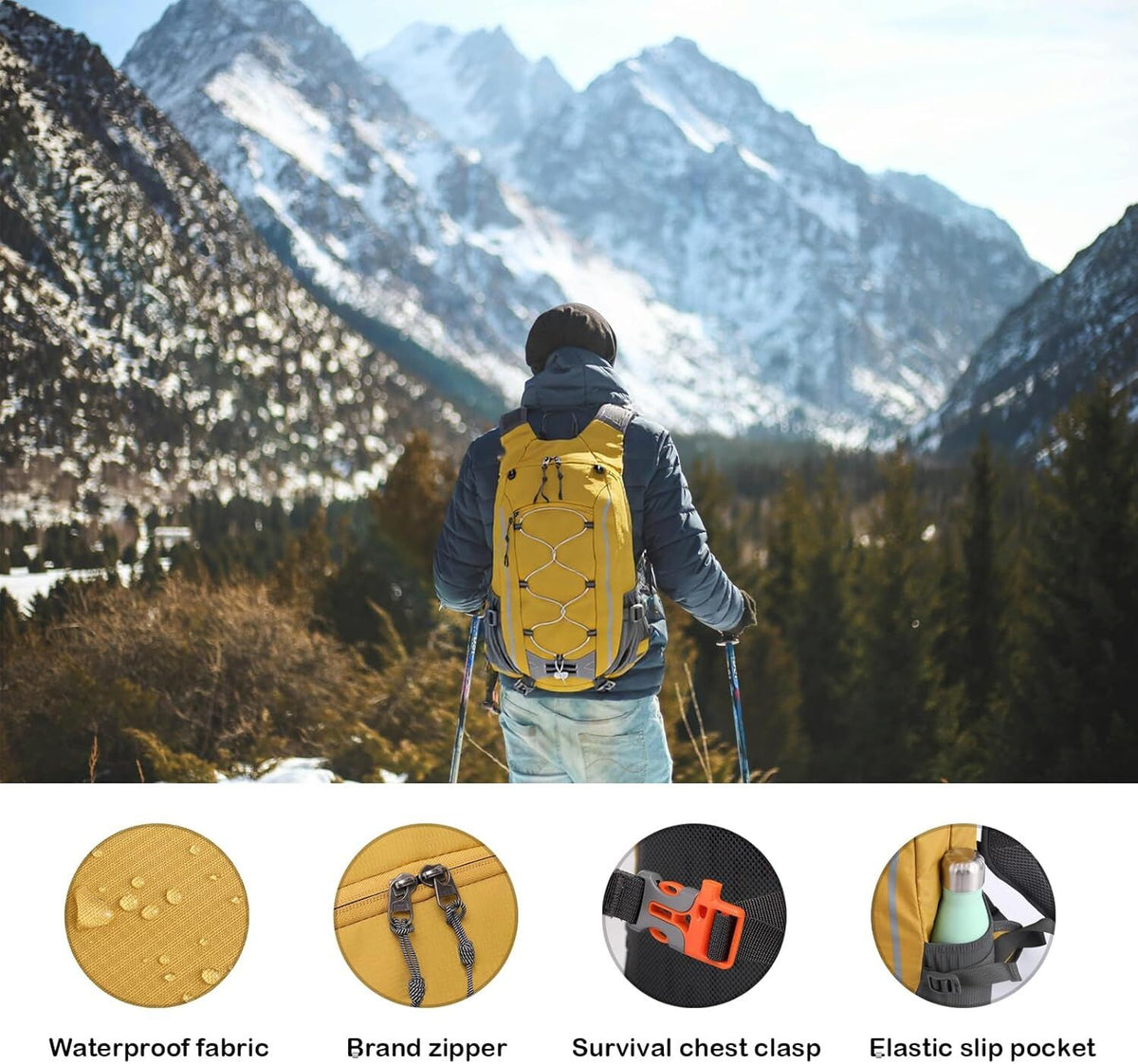 Small Hiking Backpack Lightweight Waterproof Daypack for Camping Cycling Fitness Outdoor Sports - Women Men Teens
