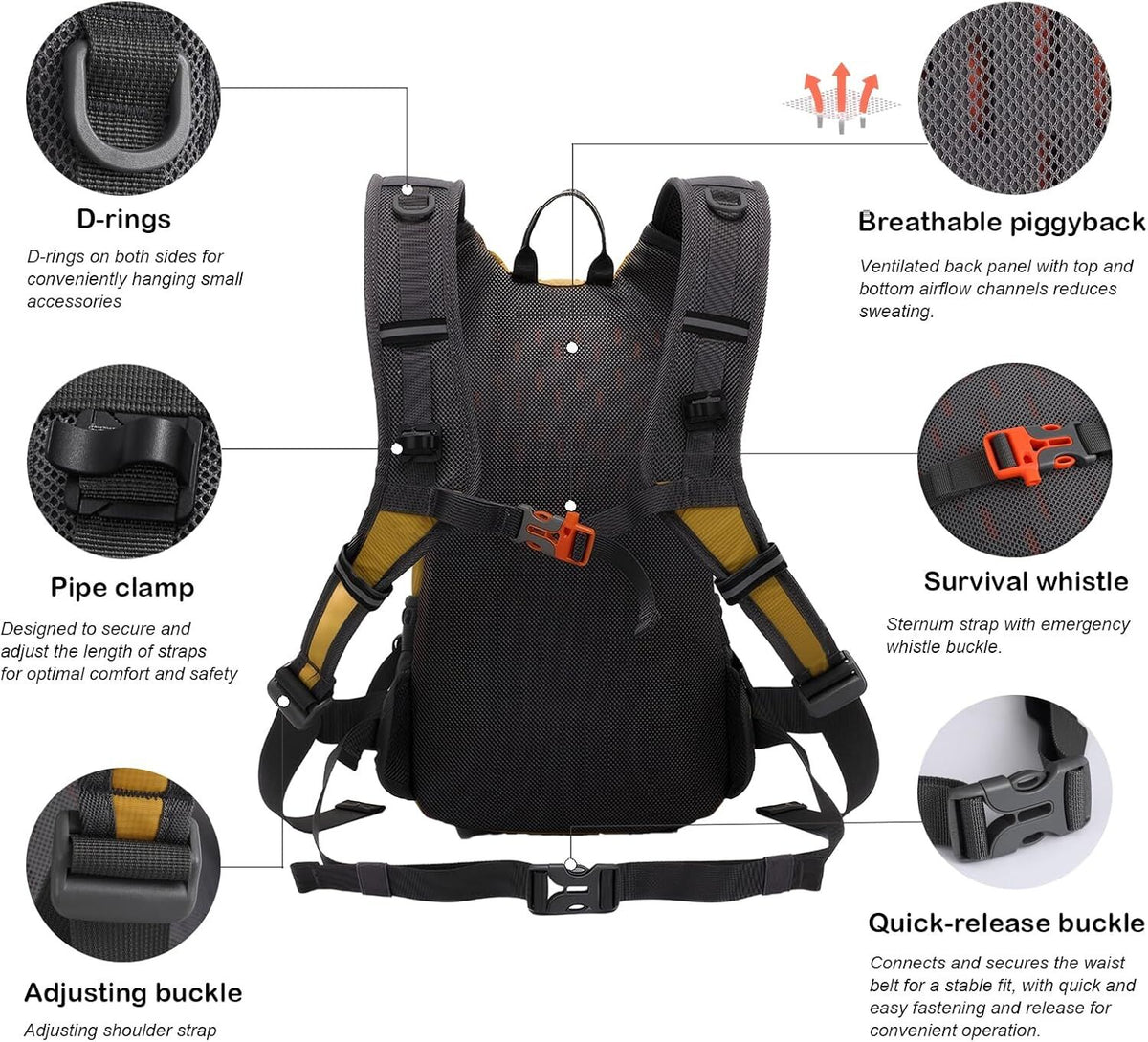 Small Hiking Backpack Lightweight Waterproof Daypack for Camping Cycling Fitness Outdoor Sports - Women Men Teens