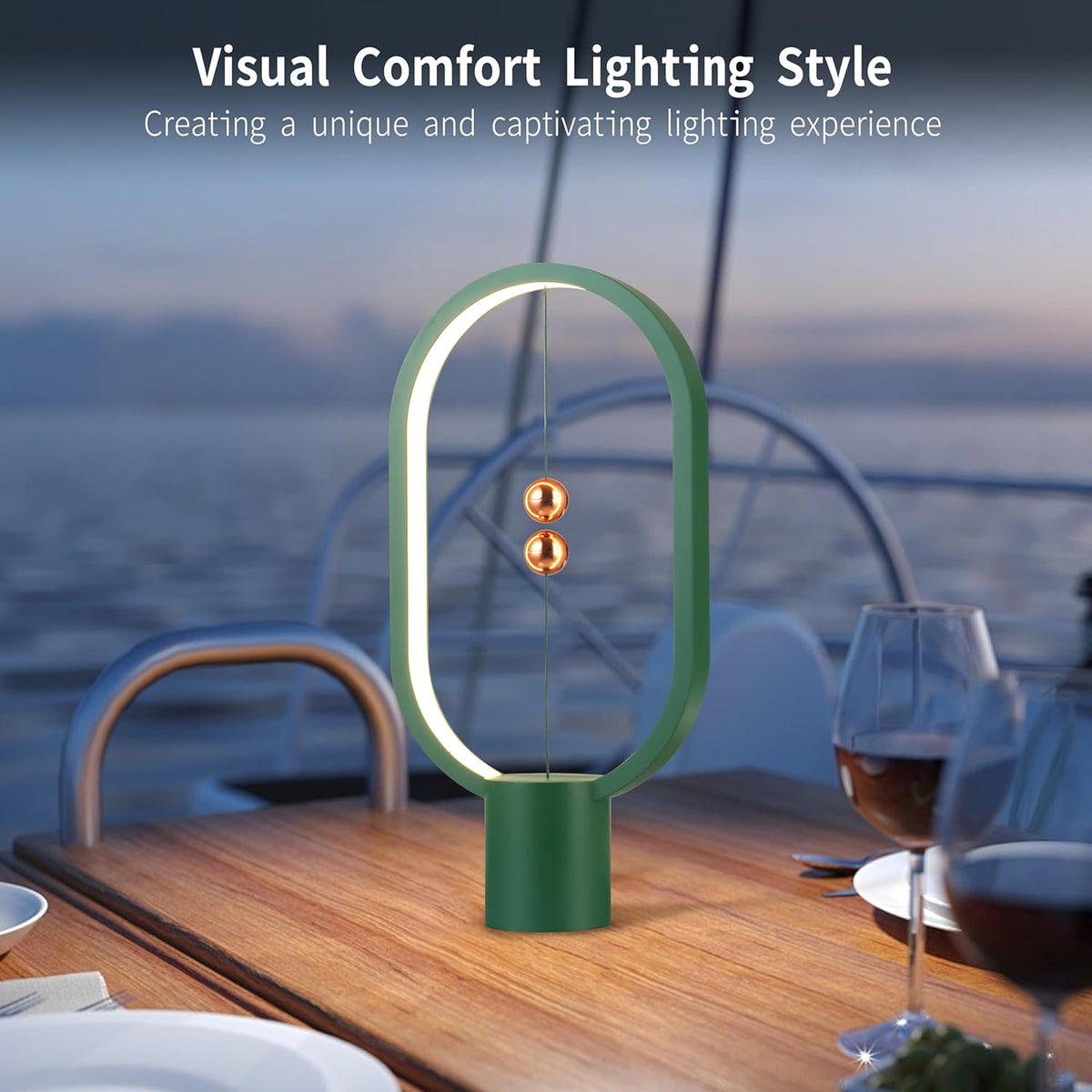 Green Magnetic Balance LED Table Lamp: USB-Powered, Dimmable Eye-Care Light with Award-Winning Design for Australian Homes & Offices