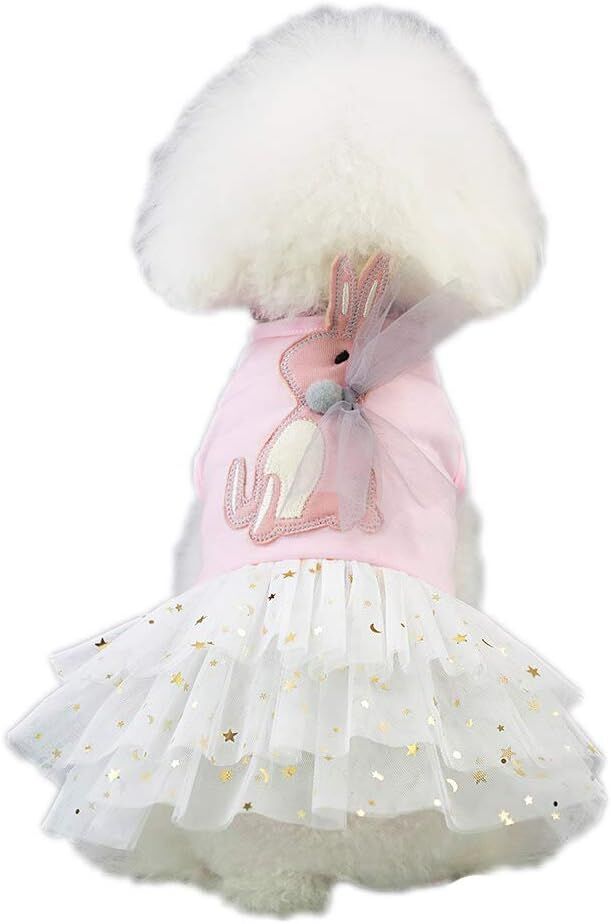 Pet products 2-Pack Small Dog Dress Female Tiny Puppy Clothes Girl Tutu for Dogs Dresses Harness Birthday Apparel（Chest circumference42cm, back length30cm, neck circumference29cm）