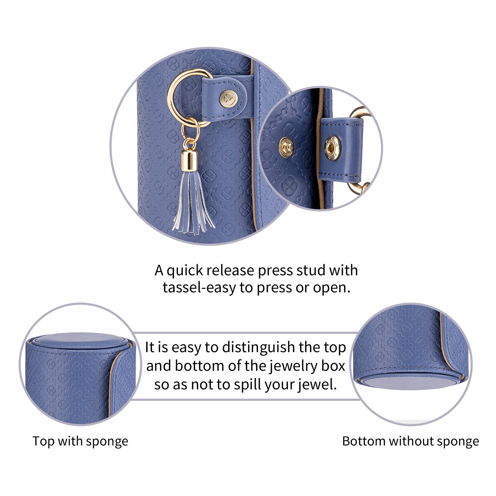 Purple Travel Jewelry Case: 3-Layer PU Cylinder Organizer for Necklaces, Earrings, Gifts for Travelers & Jewelry Lovers