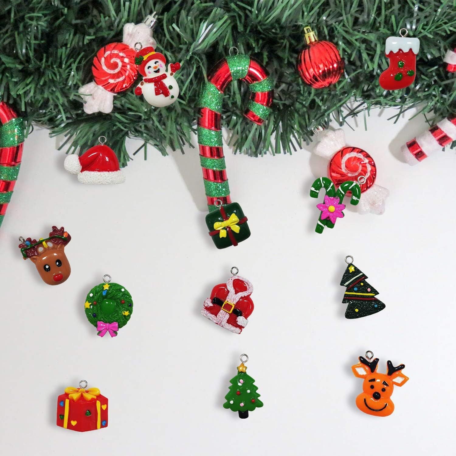 60pcs Mini Christmas Ornaments for Mini Tree Decorations Small Christmas Ornaments Resin Miniatures for Craft Christmas Decor