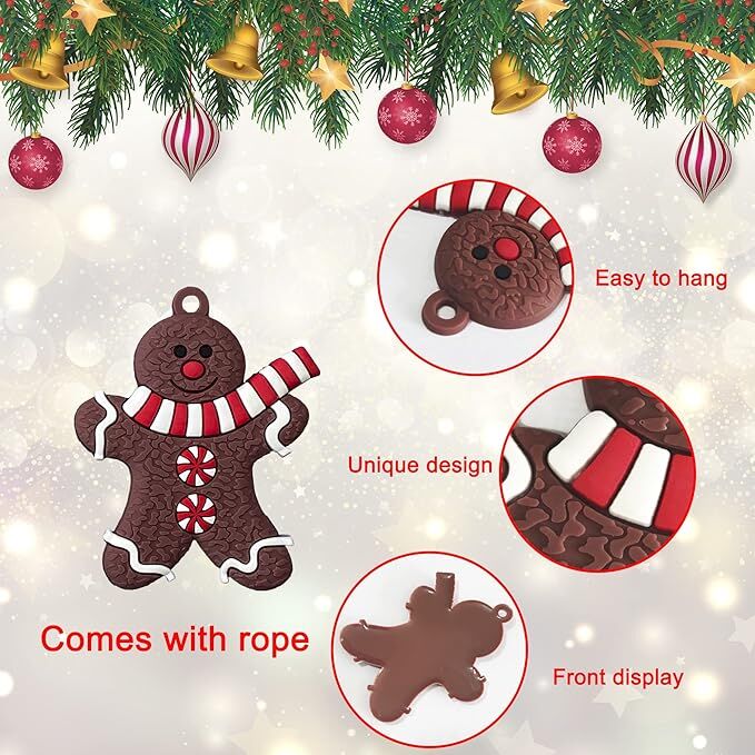 12pcs Christmas Ornaments Cute Snowman Xmas Tree Decorations Santa Claus Plastic Figurines Ornaments with Sugar Cookie House for Christmas Tree Hanging Party DIY Decor 3 Inch Tall