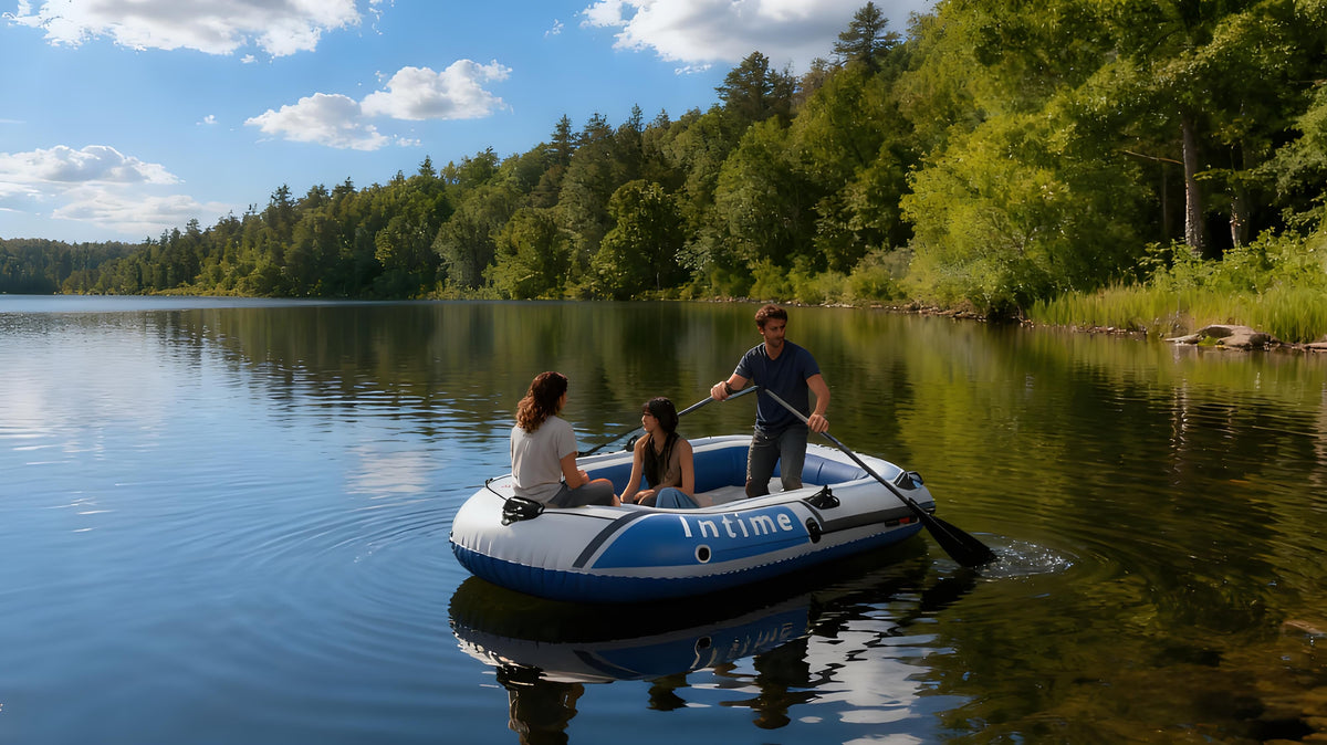 3-Person Inflatable Boat: Thick PVC Raft for Lakes/Pools – 238kg Capacity with Oars & Pump