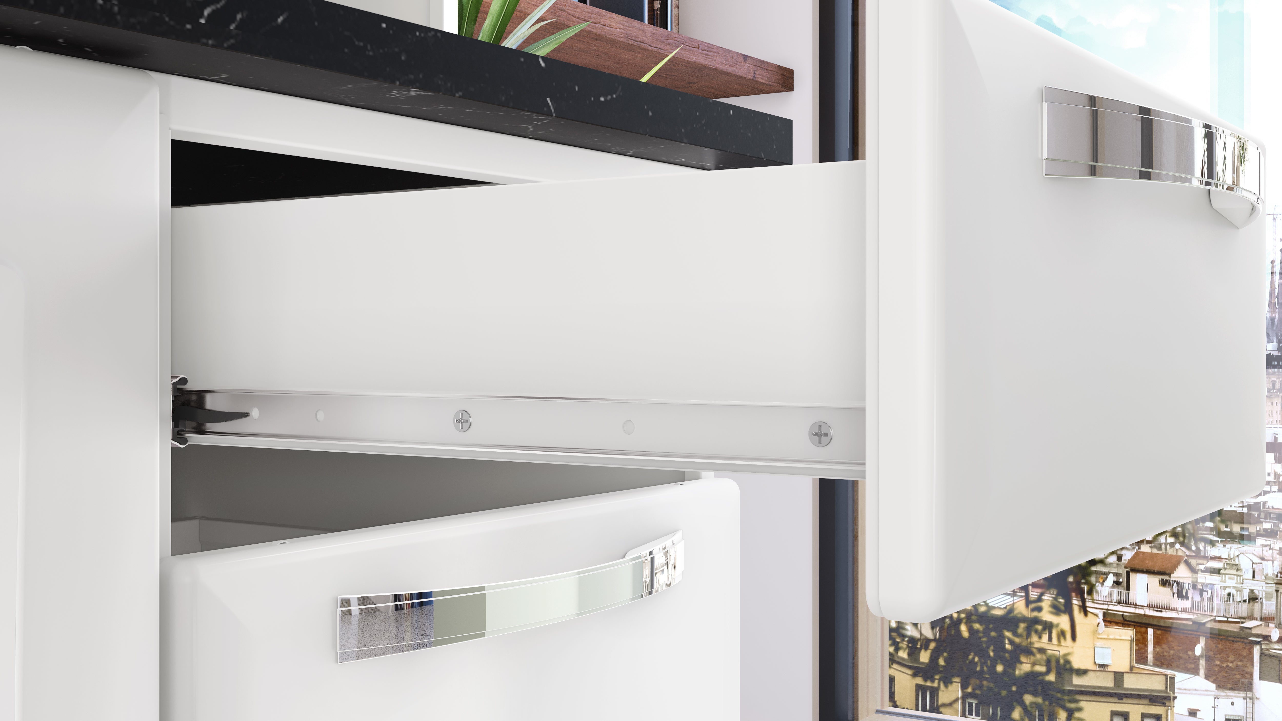 Free Standing Steel Kitchen Cabinet/Cupboard with Countertop Storage - Pratika White Flatpack DIY