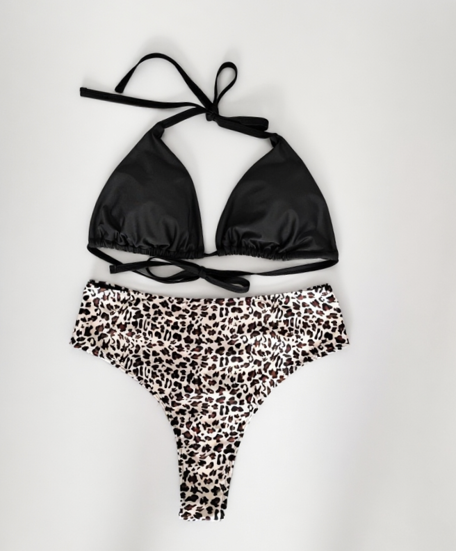 High-waist Design for Shaping the Buttocks Sexy Leopard Print Bikini Plus Size 0XL