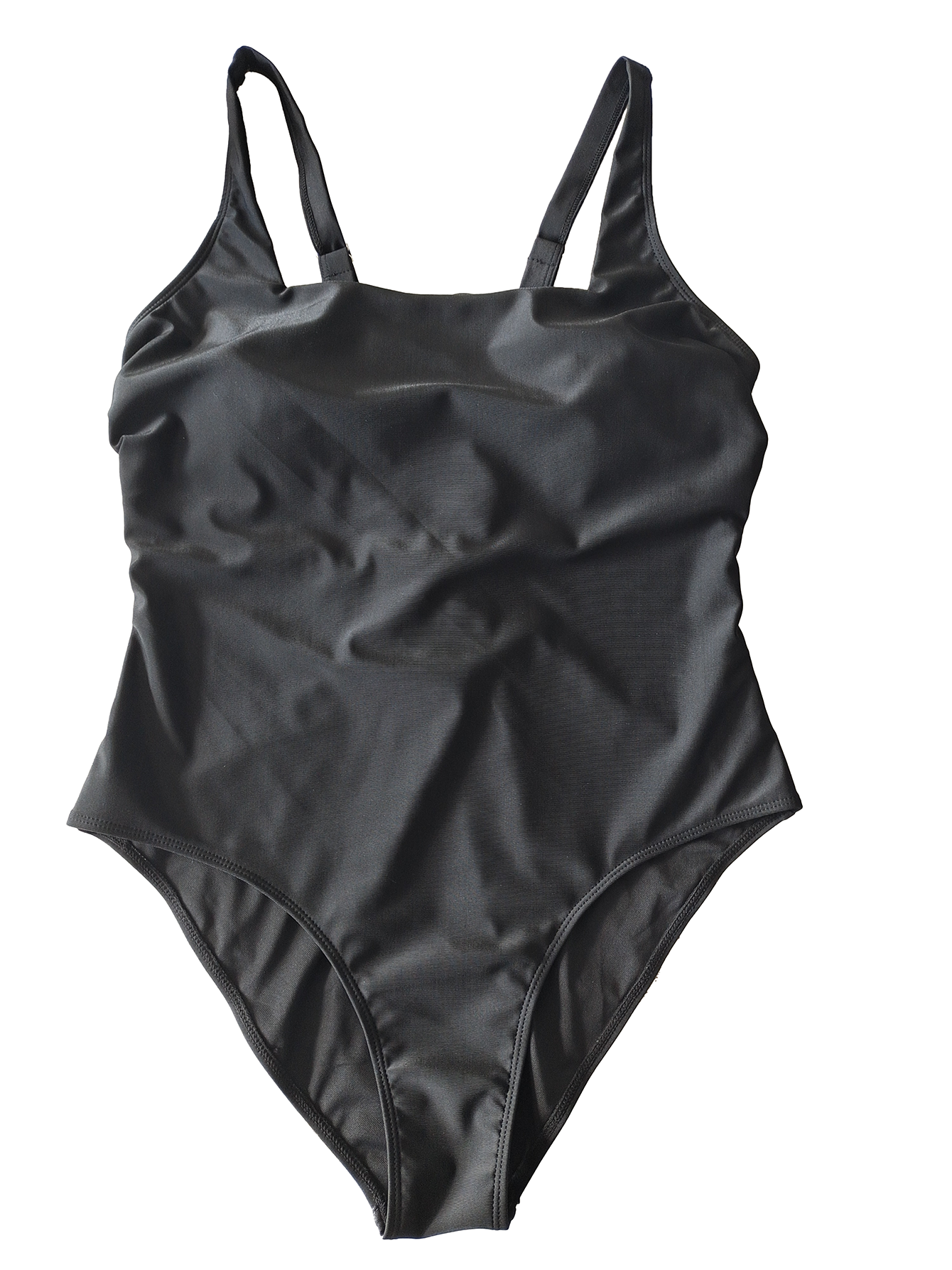 Women's Plus Size Black One-Piece Swimsuit - Crisscross Back Straps Size 0XL