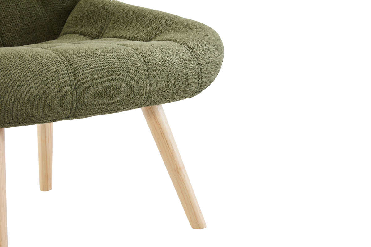 Nordic Tufted Wingback Accent Chair Olive Green Fabric
