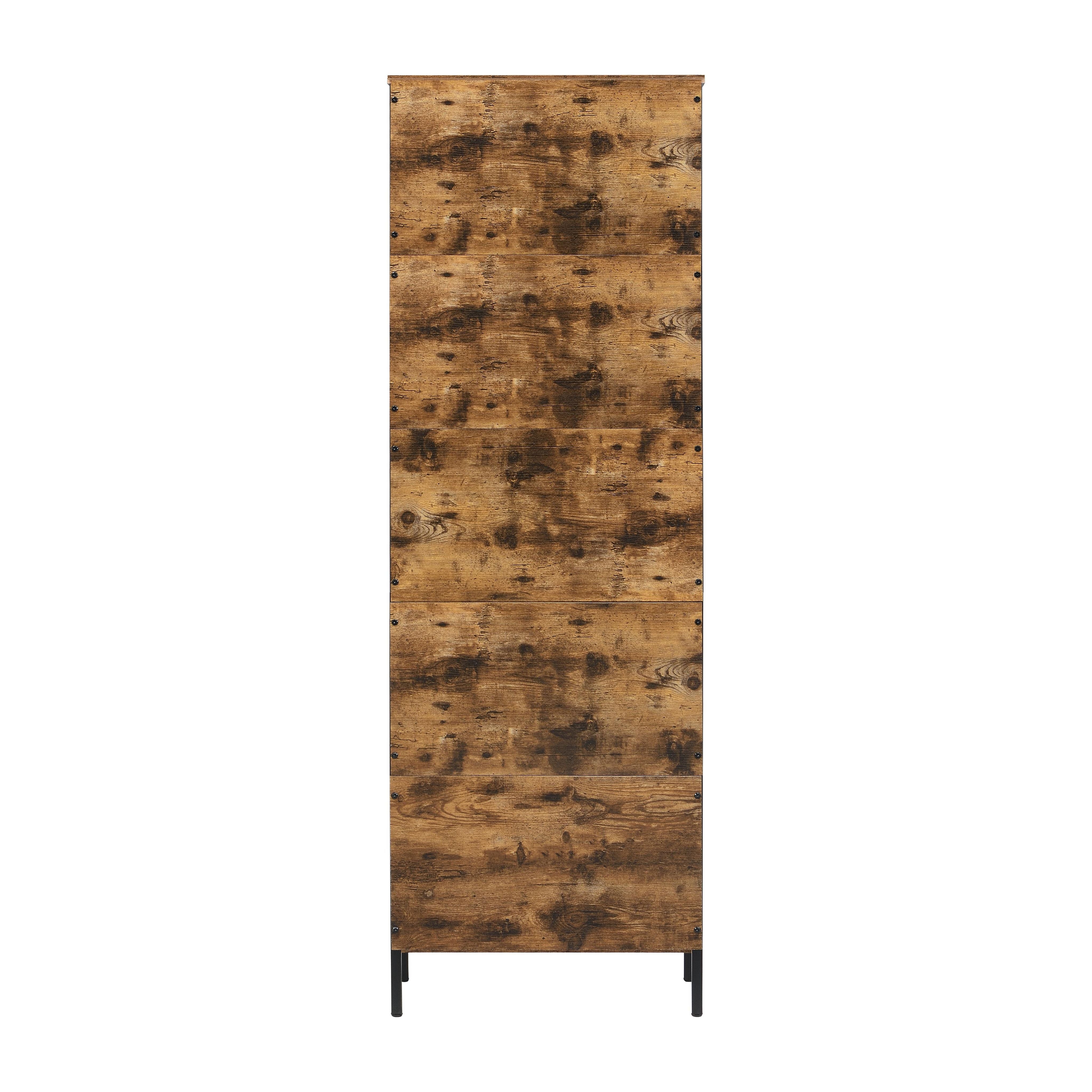 6 Tier Tall Bookshelf, Rustic Brown