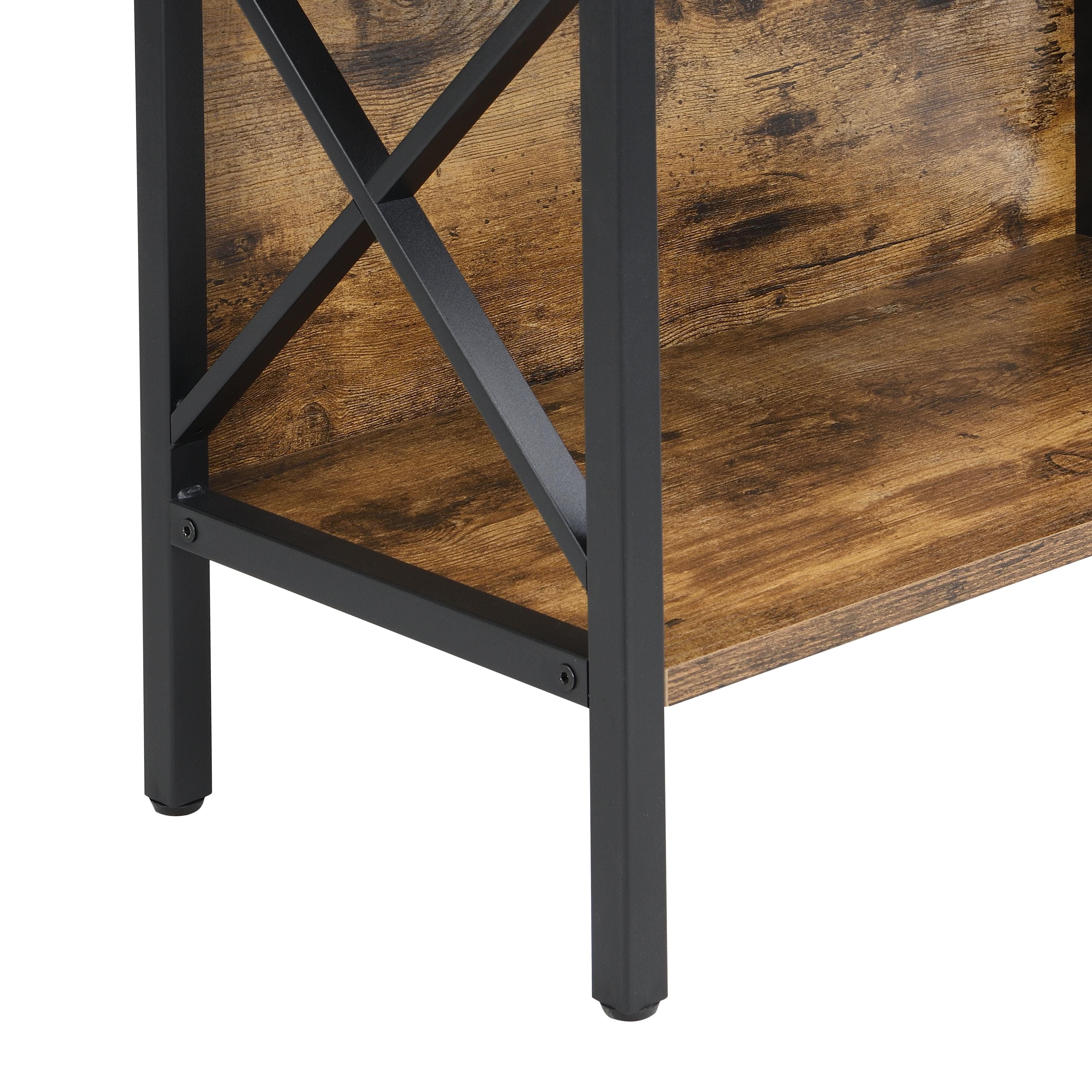 6 Tier Tall Bookshelf, Rustic Brown