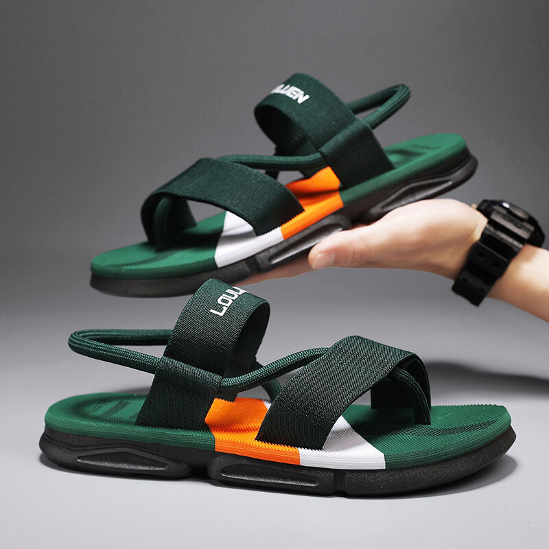 Men's 3-Color Convertible Sandals & Slippers, Outdoor Non-Slip EVA Thick-Sole Beach Shoes for Dual Wear(green-41)