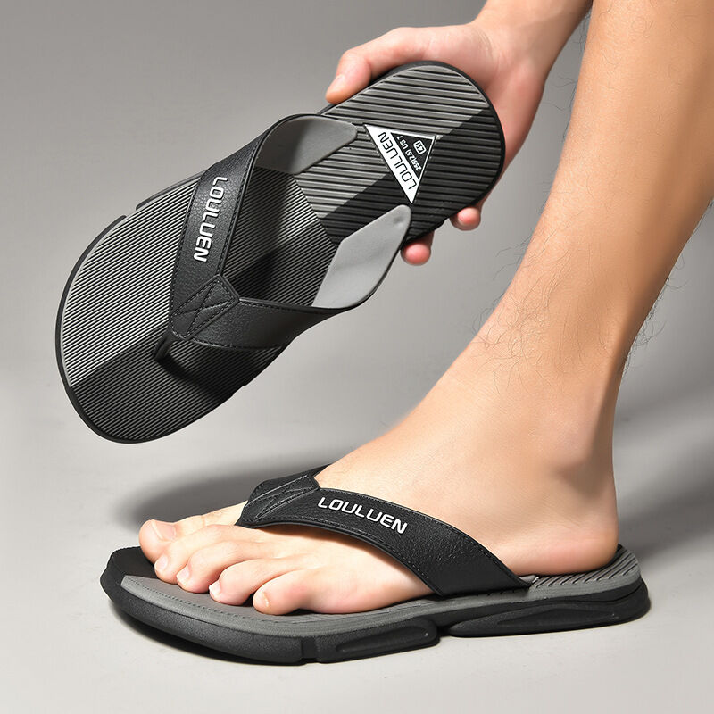 Men's Flip Flops with EVA-PVC Dual Sole, Grey for Comfort & Slip-Resistance(39)