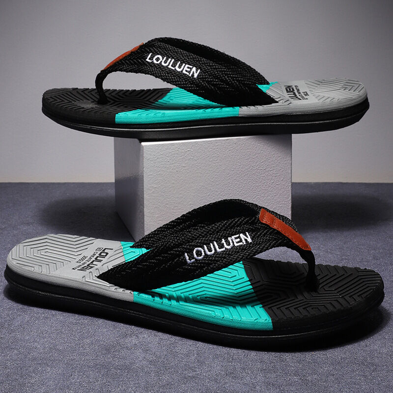 Men's Flip Flops with EVA-PVC Dual Sole, Black for Comfort & Style for Summer Beach & Daily Wear(41)