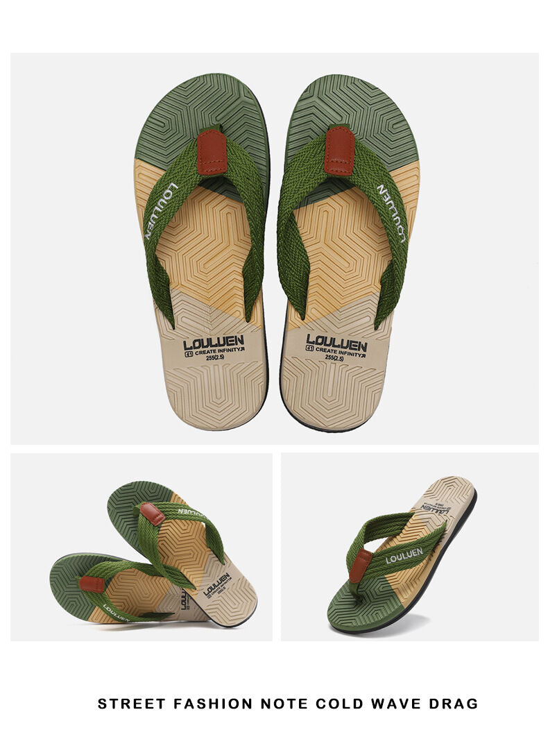 Men's Flip Flops with EVA-PVC Dual Sole, Green for Comfort & Style for Summer Beach & Daily Wear(45)