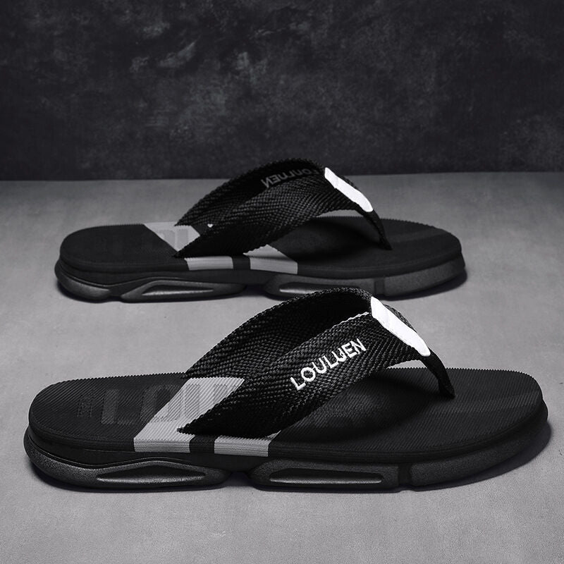Men's Flip Flops: 4 Colors, EVA-PVC Blend, Comfort & Style for Summer Beach & Daily Wear(Black-gray-44)