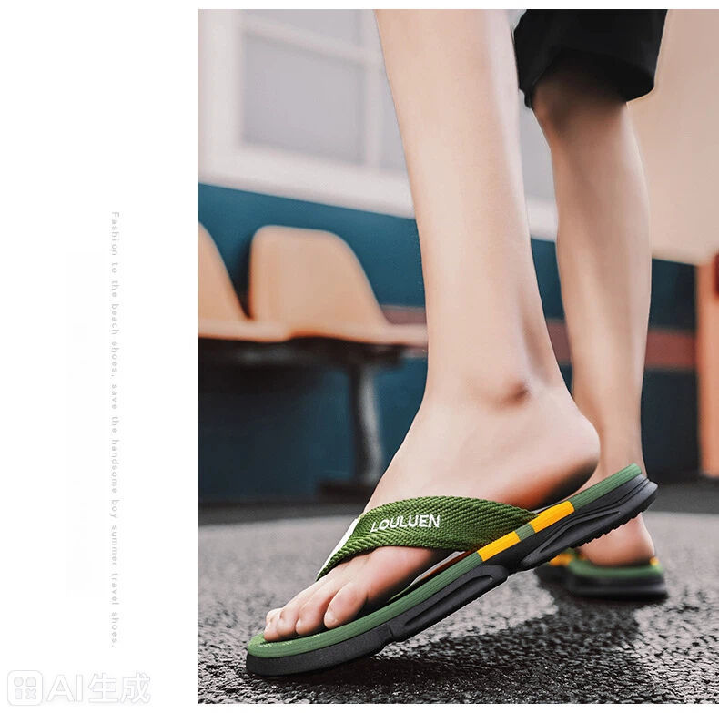Men's Flip Flops: 4 Colors, EVA-PVC Blend, Comfort & Style for Summer Beach & Daily Wear(Green-45)