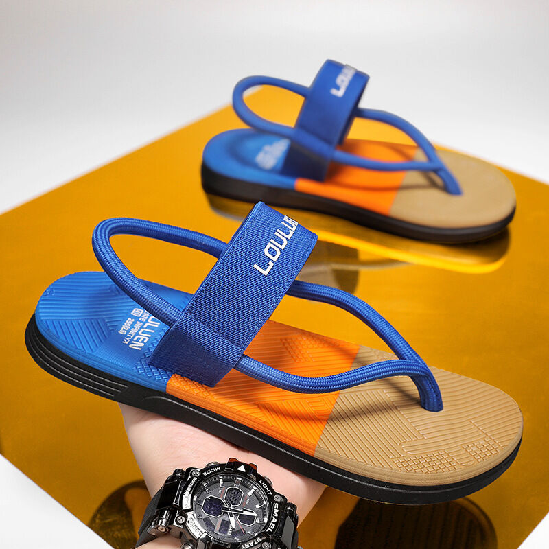 Men's Outdoor Non-Slip Sandals, EVA Lightweight Thick-Sole Beach Slippers for Casual & Sports(royal blue-39)