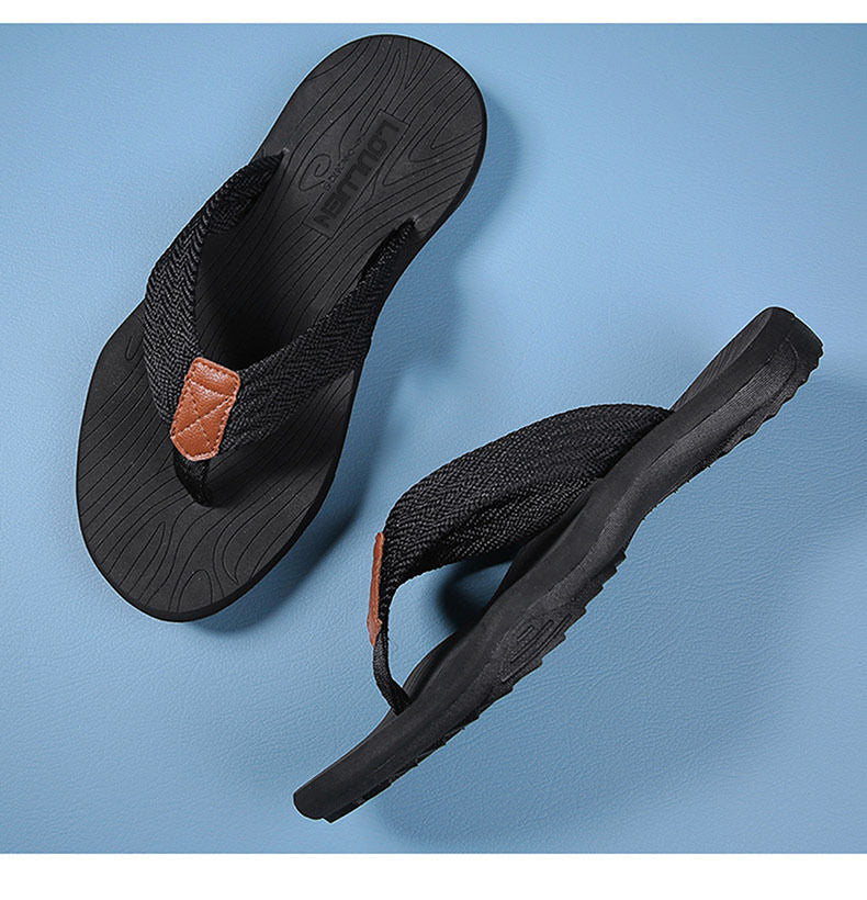 Men's Outdoor Non-Slip Flip Flops, 6 Colors EVA Lightweight Thick-Sole Beach Sandals for Casual & Sports(black-42)