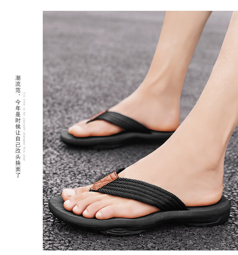 Men's Outdoor Non-Slip Flip Flops, 6 Colors EVA Lightweight Thick-Sole Beach Sandals for Casual & Sports(black-44)
