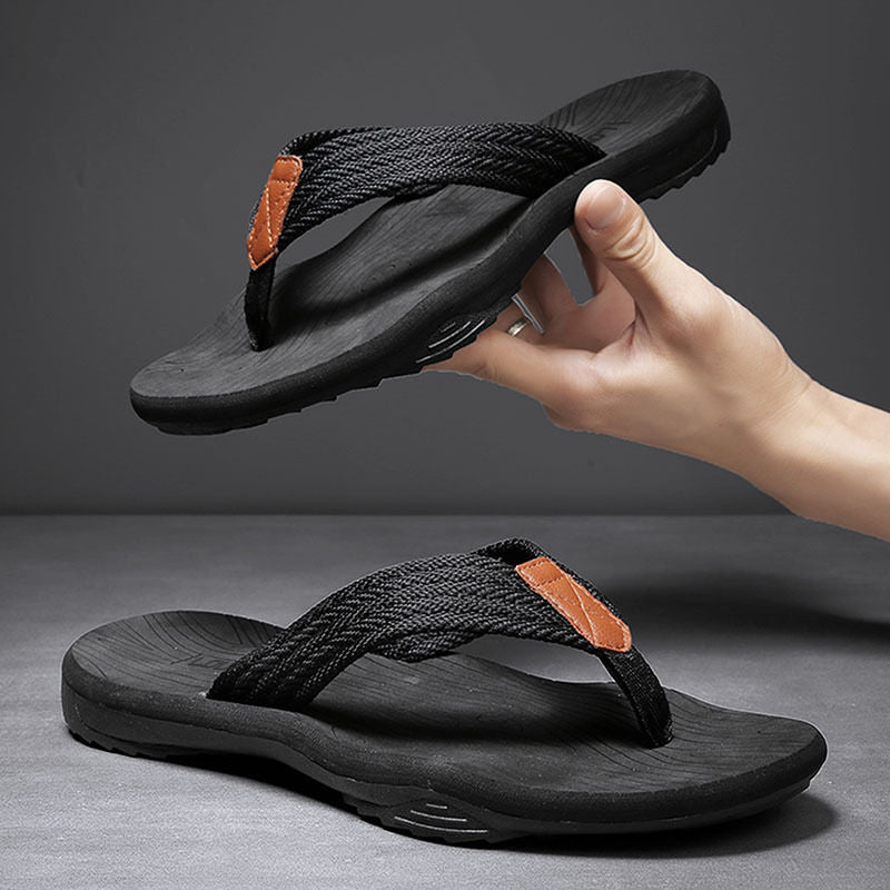 Men's Outdoor Non-Slip Flip Flops, 6 Colors EVA Lightweight Thick-Sole Beach Sandals for Casual & Sports(black-45)