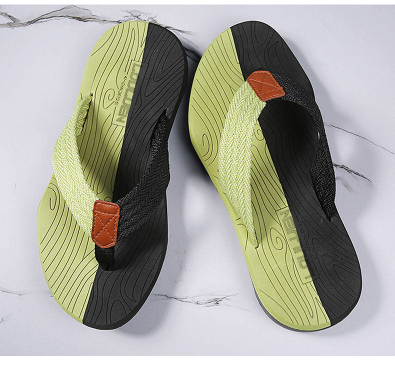 Men's Outdoor Non-Slip Flip Flops, 6 Colors EVA Lightweight Thick-Sole Beach Sandals for Casual & Sports(black and green-45)