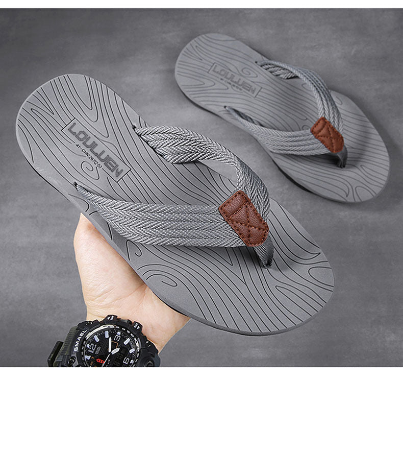 Men's Outdoor Non-Slip Flip Flops, 6 Colors EVA Lightweight Thick-Sole Beach Sandals for Casual & Sports(gray-44)