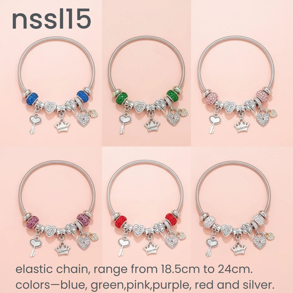 10 Styles Charm Bracelets Set: Colorful Alloy & Glass Beaded Bracelets,Buy 2 for Better Price(double)