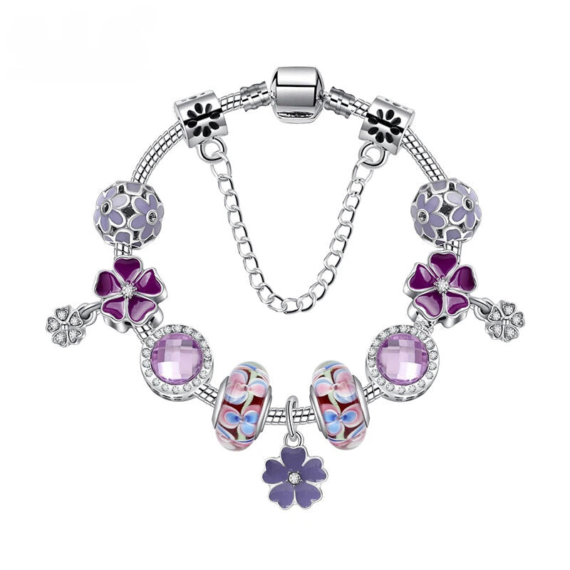 Combo Deal: Tortoise Bead, Purple Floral, Blue Starry Sky Bracelets - Mix & Match(double-18cm)