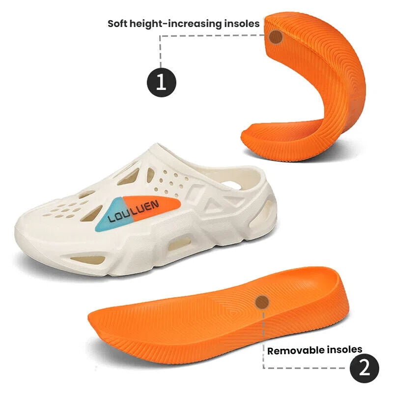 Men's Summer EVA Crocs with 3 Color Options - Breathable, Non-Slip, Comfortable Beach & Casual Sandals(white&black-40-41)