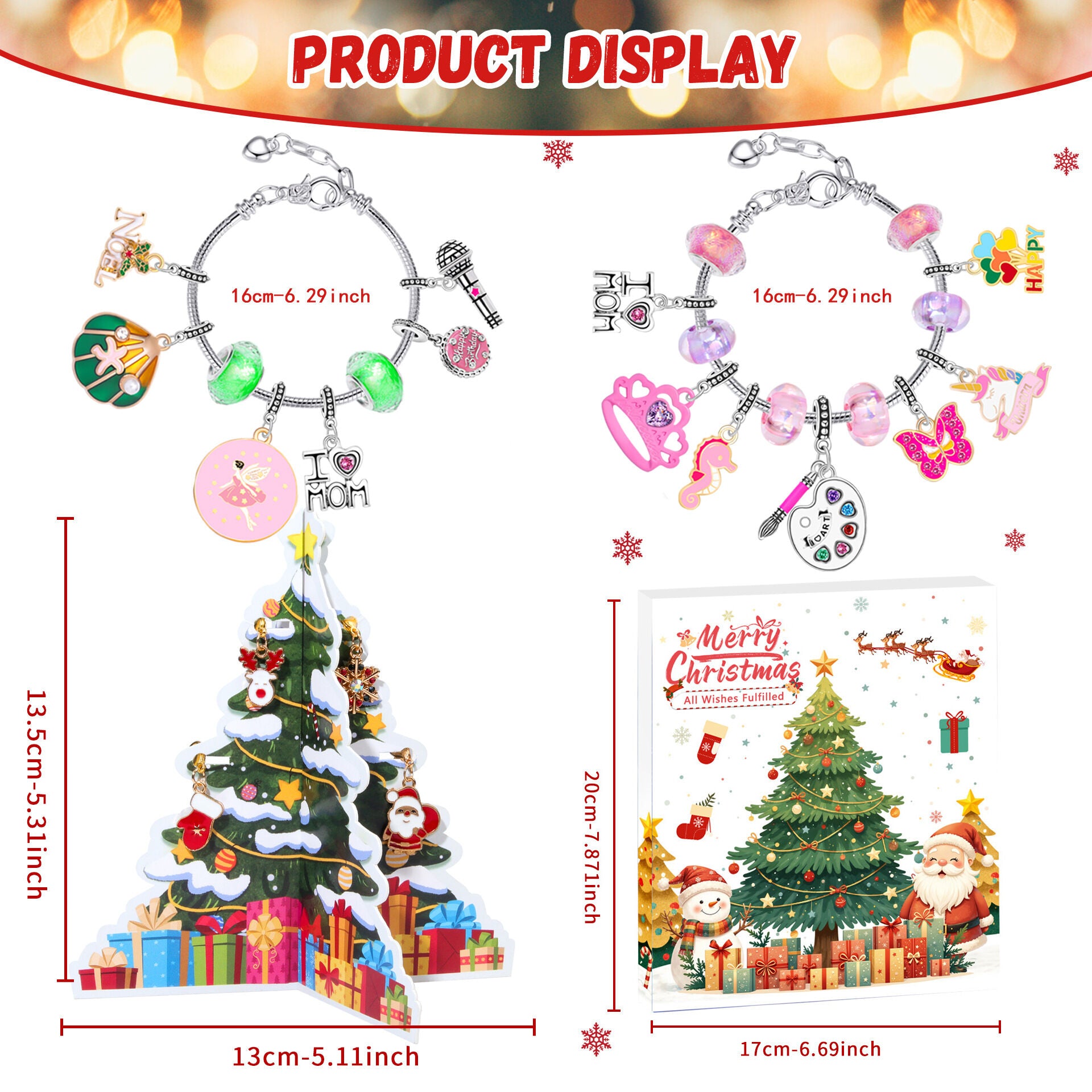 Christmas DIY Jewelry & Craft Advent Calendar(M-31,20*17*1.3cm)