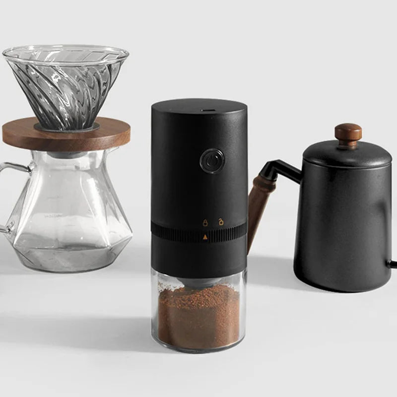 Portable USB C Rechargeable Coffee Grinder  Mill Black