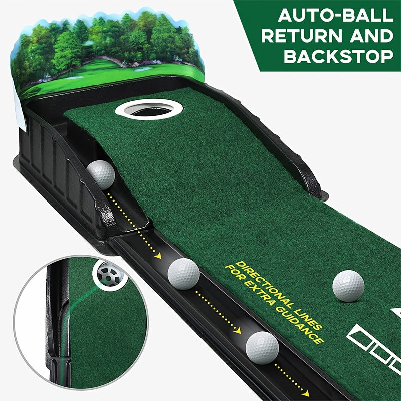 Golf Accelerator Indoor Putting Mat with Ball Return